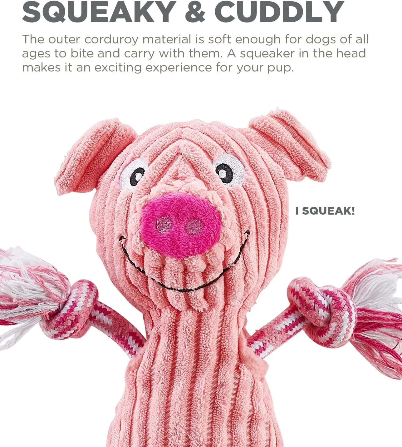 Outward Hound Ranch Roperz Pig Plush Squeaky Dog Toy