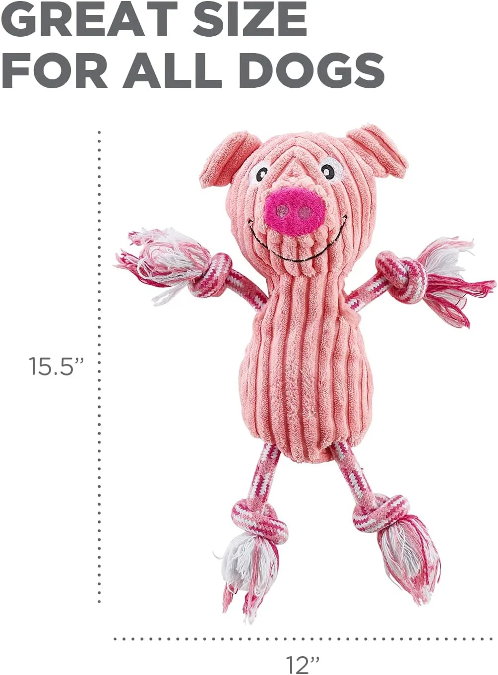 Outward Hound Ranch Roperz Pig Plush Squeaky Dog Toy