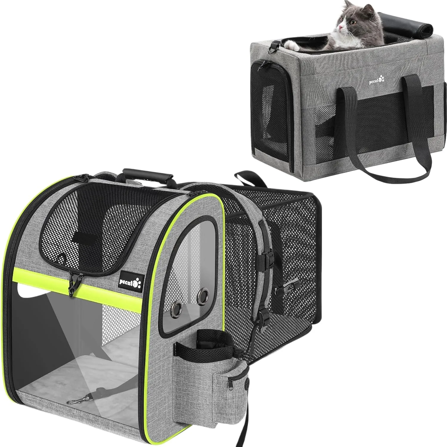 Pecute Cat Carrier Backpacks, Expandable Cat Backpack with Breathable Mesh, and Cat Carrier, Pet Carrier Airline Approved, Portable Dog Carrier with Stable Structure