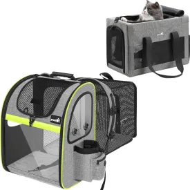 Pecute Cat Carrier Backpacks, Expandable Cat Backpack with Breathable Mesh, and Cat Carrier, Pet Carrier Airline Approved, Portable Dog Carrier with Stable Structure