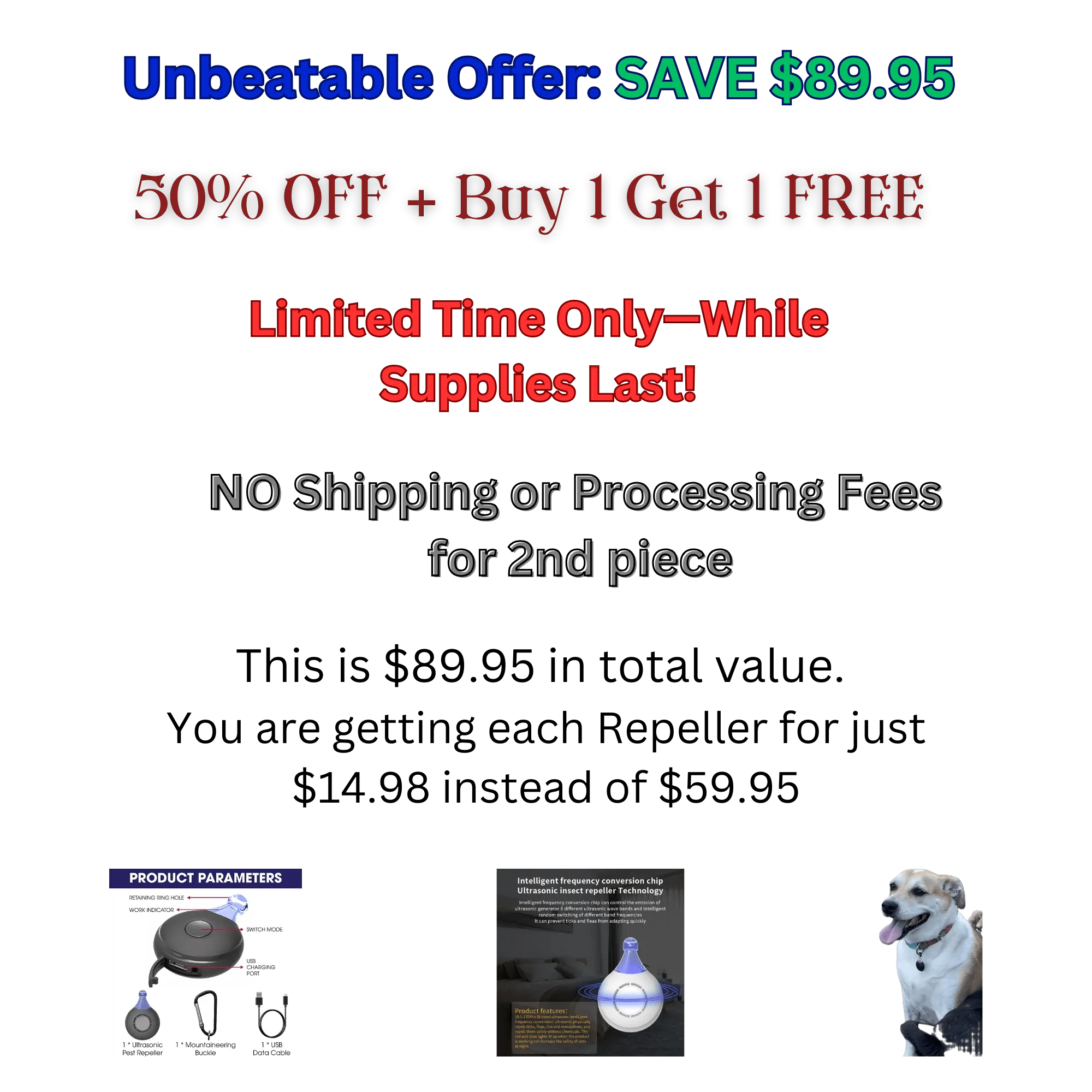 Pests Guard Pro Repeller for Pets : UNBEATABLE OFFER - LIMITED TIME - SAVE $89.95