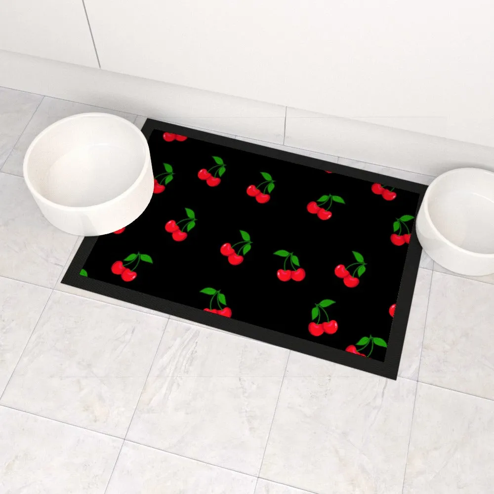 Pet Bowl Mats - Black Cherries