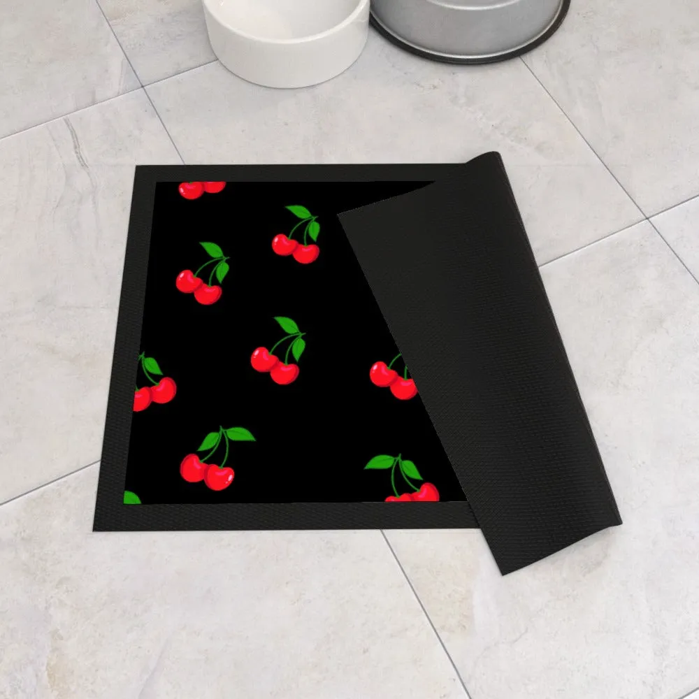Pet Bowl Mats - Black Cherries