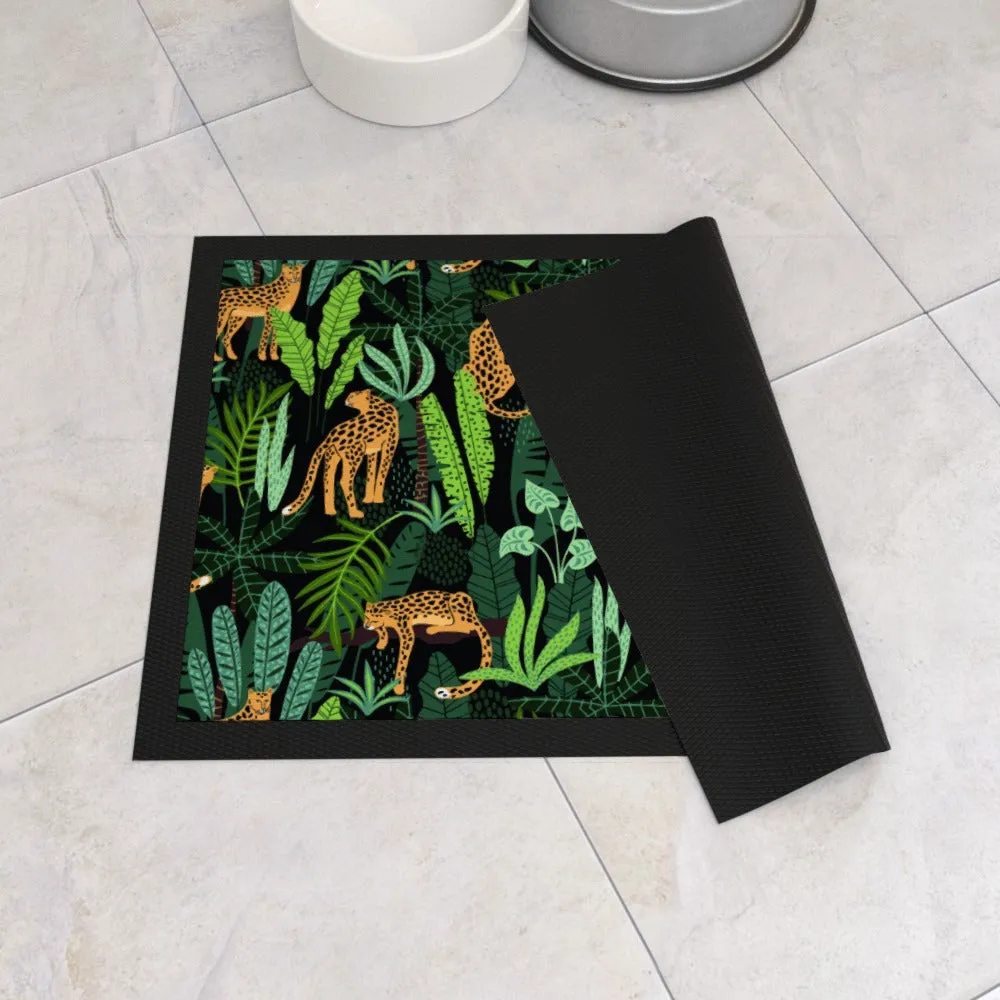 Pet Bowl Mats - Leopard and Jungle
