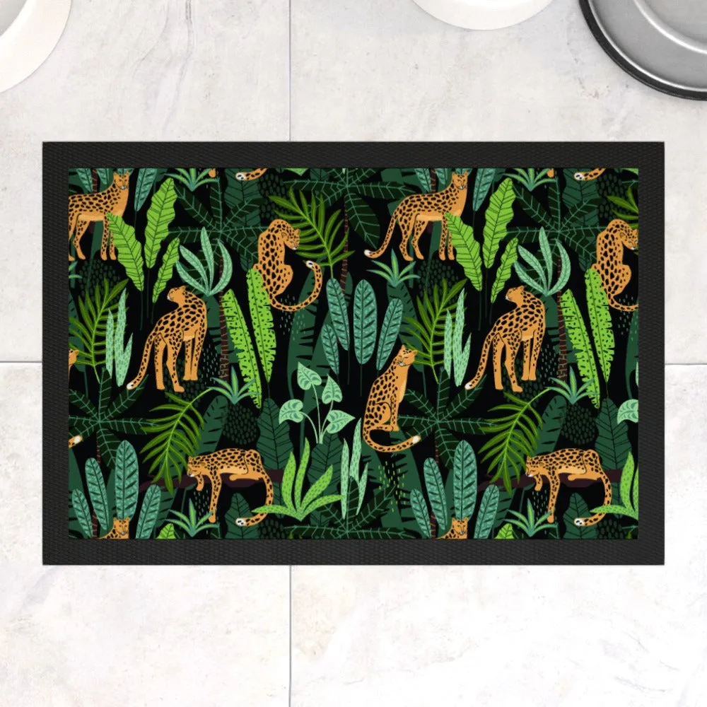 Pet Bowl Mats - Leopard and Jungle