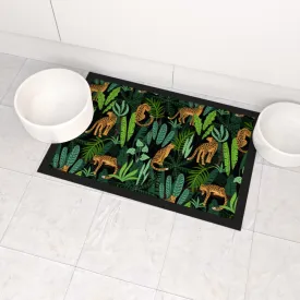 Pet Bowl Mats - Leopard and Jungle