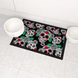 Pet Bowl Mats - Skulls and Roses