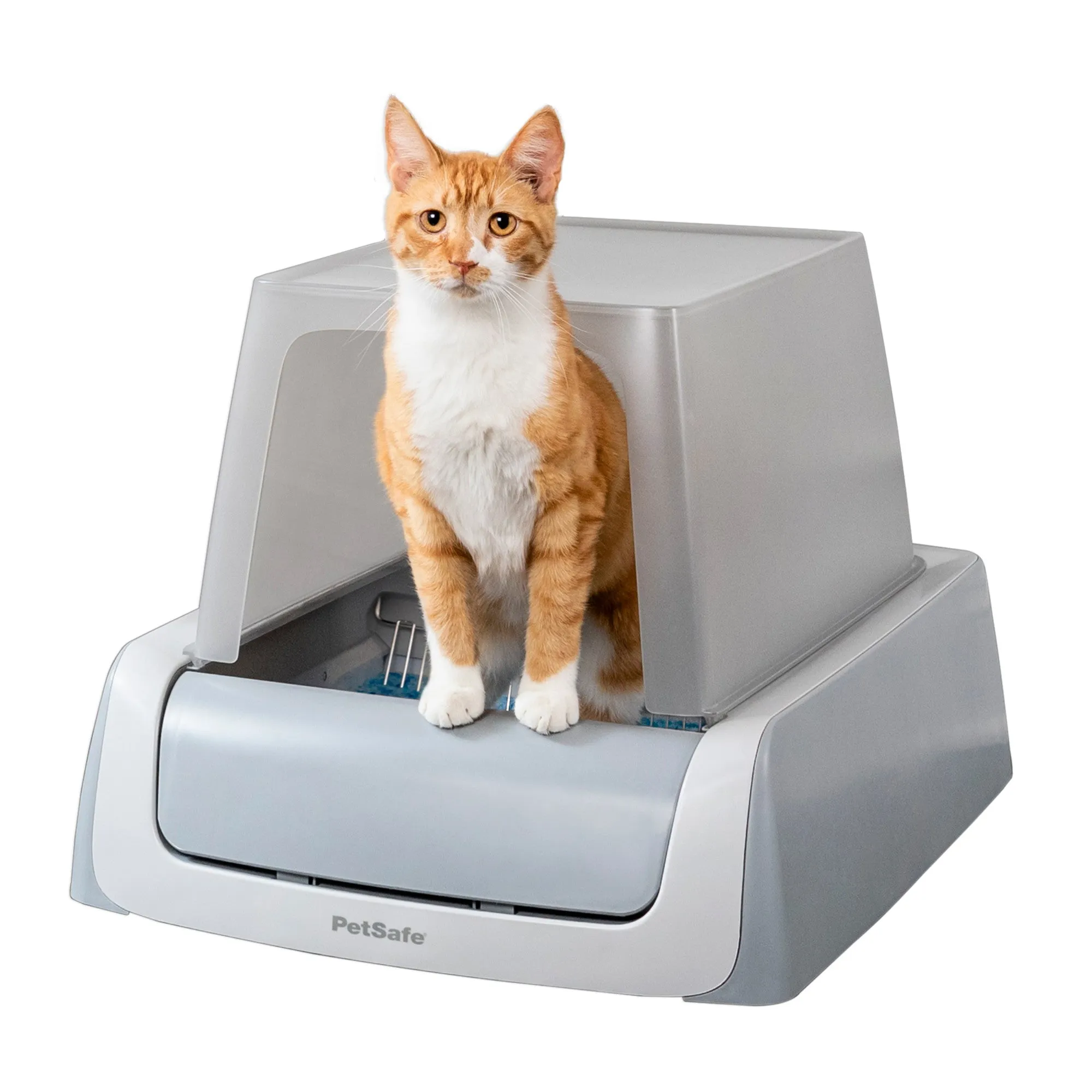 PetSafe ScoopFree Automatic Self Cleaning Covered Cat Litter Box – Includes Disposable Trays with Crystal Litter & Hood - 2ND Generation, Gray