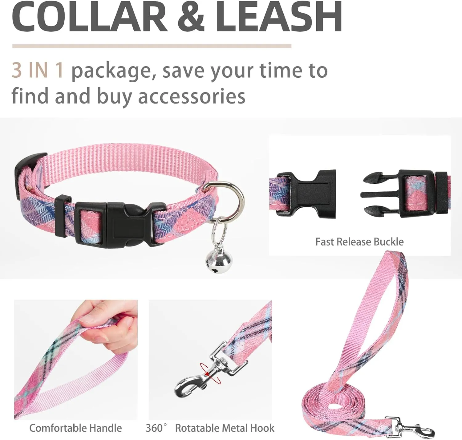 PUPTECK Adjustable Dog Harness Collar and Leash Set Step in No Pull Pet Harness for Small Medium Dogs Puppy and Cats Outdoor Walking Running, Soft Mesh Padded Reflective Vest Harnesses, Pink S