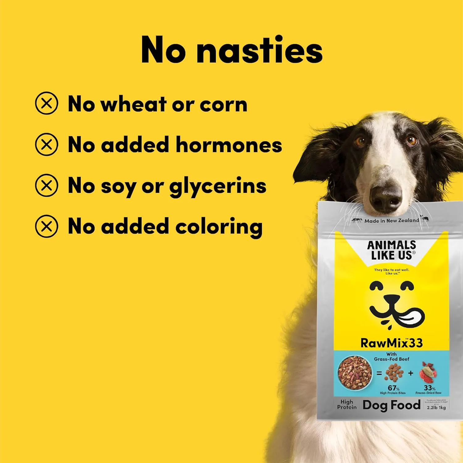 RawMix33 Premium Freeze-Dried Raw Grass-Fed Beef Recipe Dog Food, Protein Rich, Includes Kibble, Non-GMO, No Wheat or Corn, 2.2 lbs
