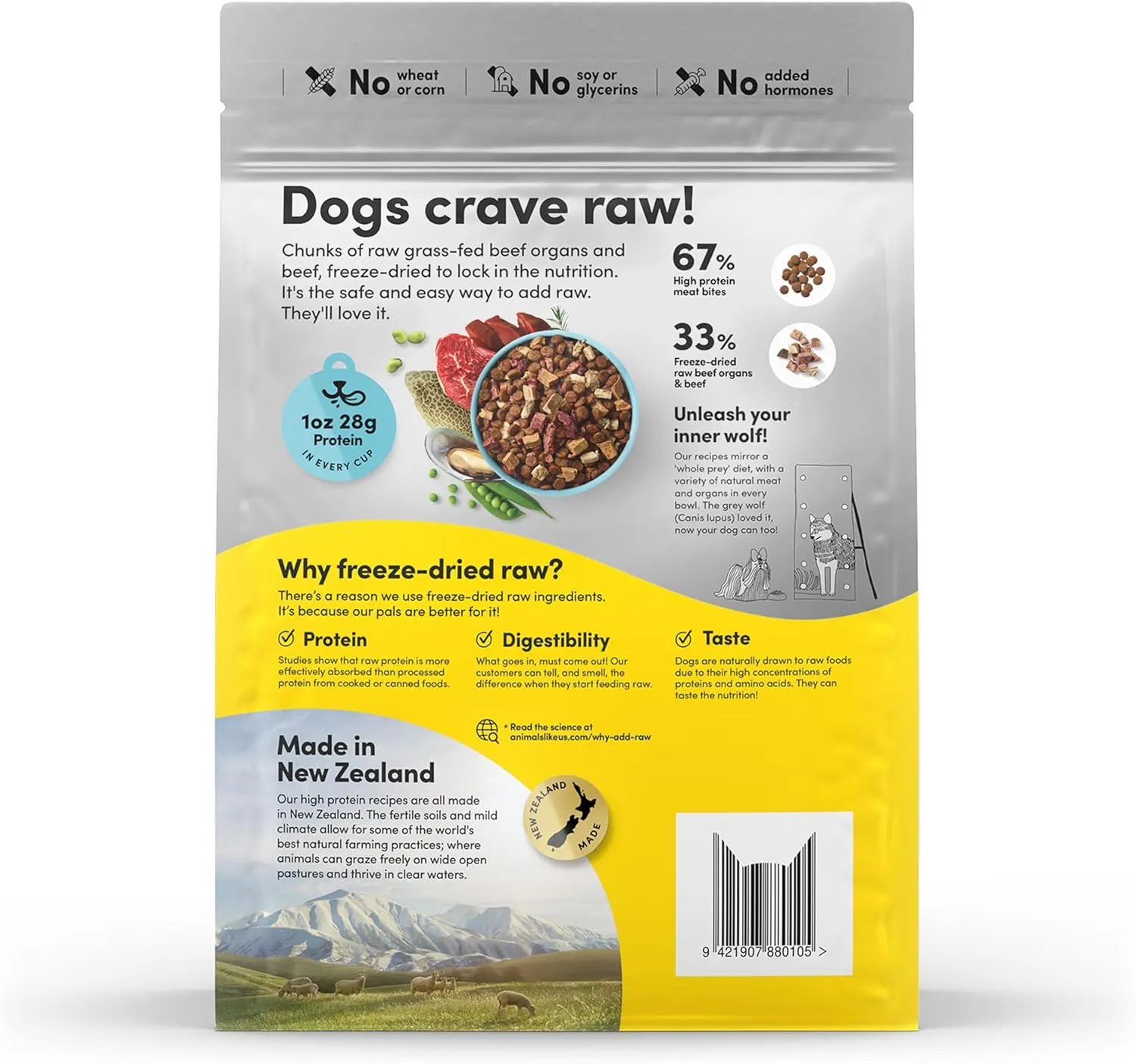 RawMix33 Premium Freeze-Dried Raw Grass-Fed Beef Recipe Dog Food, Protein Rich, Includes Kibble, Non-GMO, No Wheat or Corn, 2.2 lbs