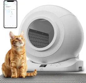 Self Cleaning Litter Box | 65L XL Capacity with APP Control & Odor-Free System | Built-in 13L Waste Bin | 120Safety Auto-Stop | Durable for Multi-Cat Homes | Automatic Litter Box (White)