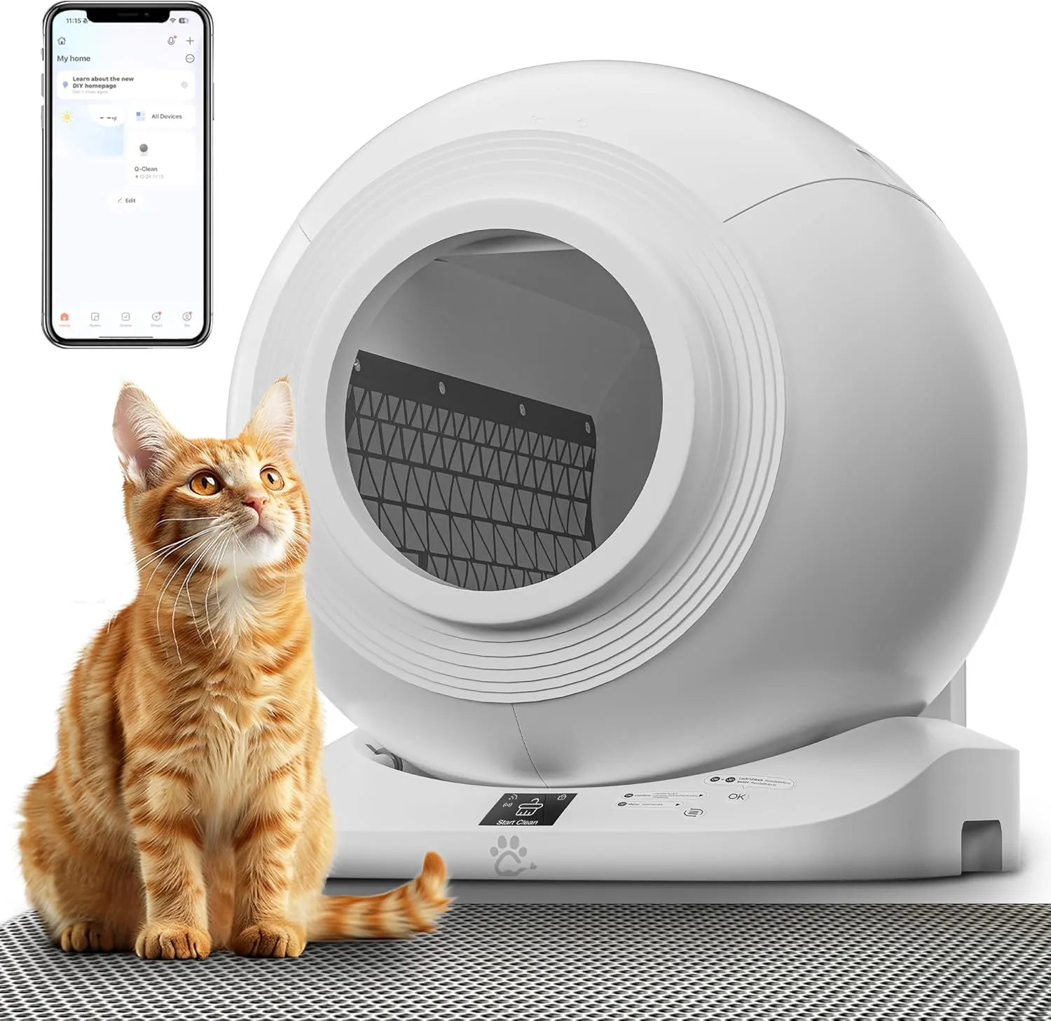 Self Cleaning Litter Box | 65L XL Capacity with APP Control & Odor-Free System | Built-in 13L Waste Bin | 120Safety Auto-Stop | Durable for Multi-Cat Homes | Automatic Litter Box (White)