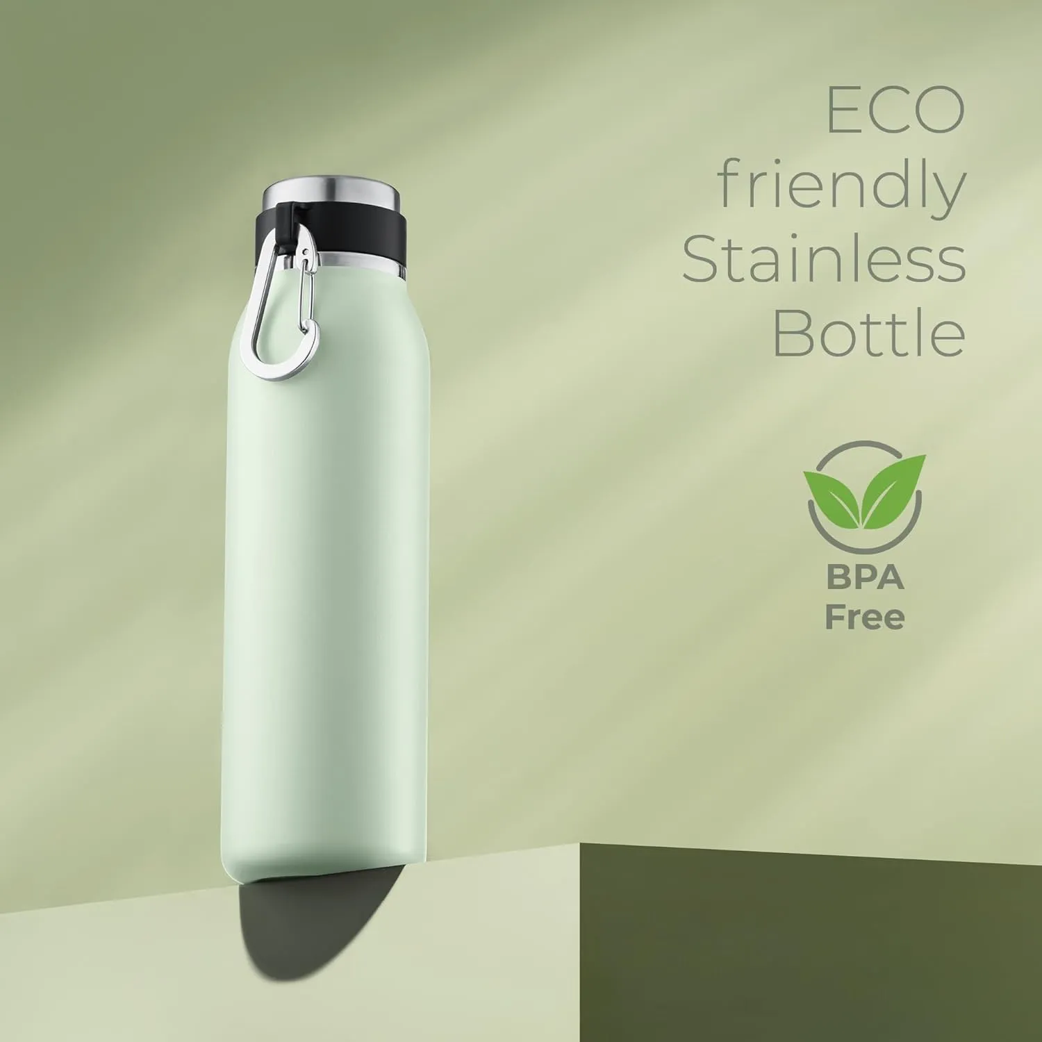 SipX Triple-Insulated Stainless Steel Water Bottle - 20oz. With Cover Lid, BPA-Free Reusable Insulated Water Bottle Keeps Cold For 24 Hours, (Green)