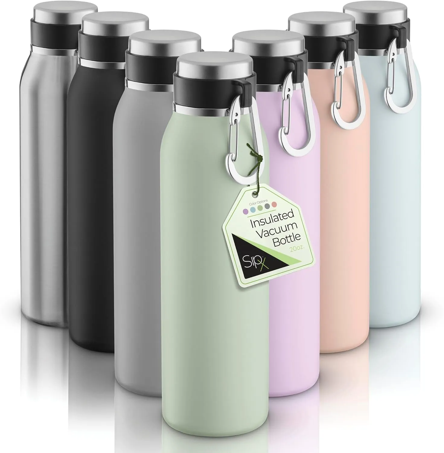 SipX Triple-Insulated Stainless Steel Water Bottle - 20oz. With Cover Lid, BPA-Free Reusable Insulated Water Bottle Keeps Cold For 24 Hours, (Green)