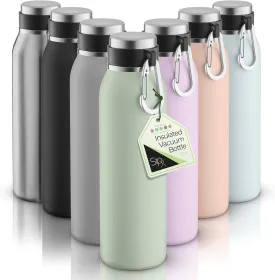 SipX Triple-Insulated Stainless Steel Water Bottle - 20oz. With Cover Lid, BPA-Free Reusable Insulated Water Bottle Keeps Cold For 24 Hours, (Green)