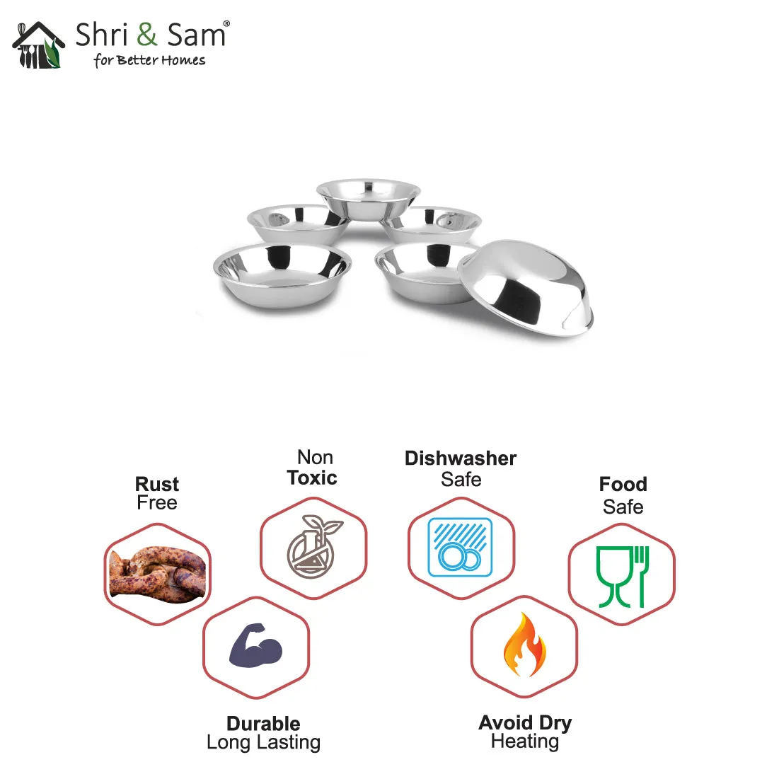 Stainless Steel 6 PCS Big Bowl Signature - Shiny