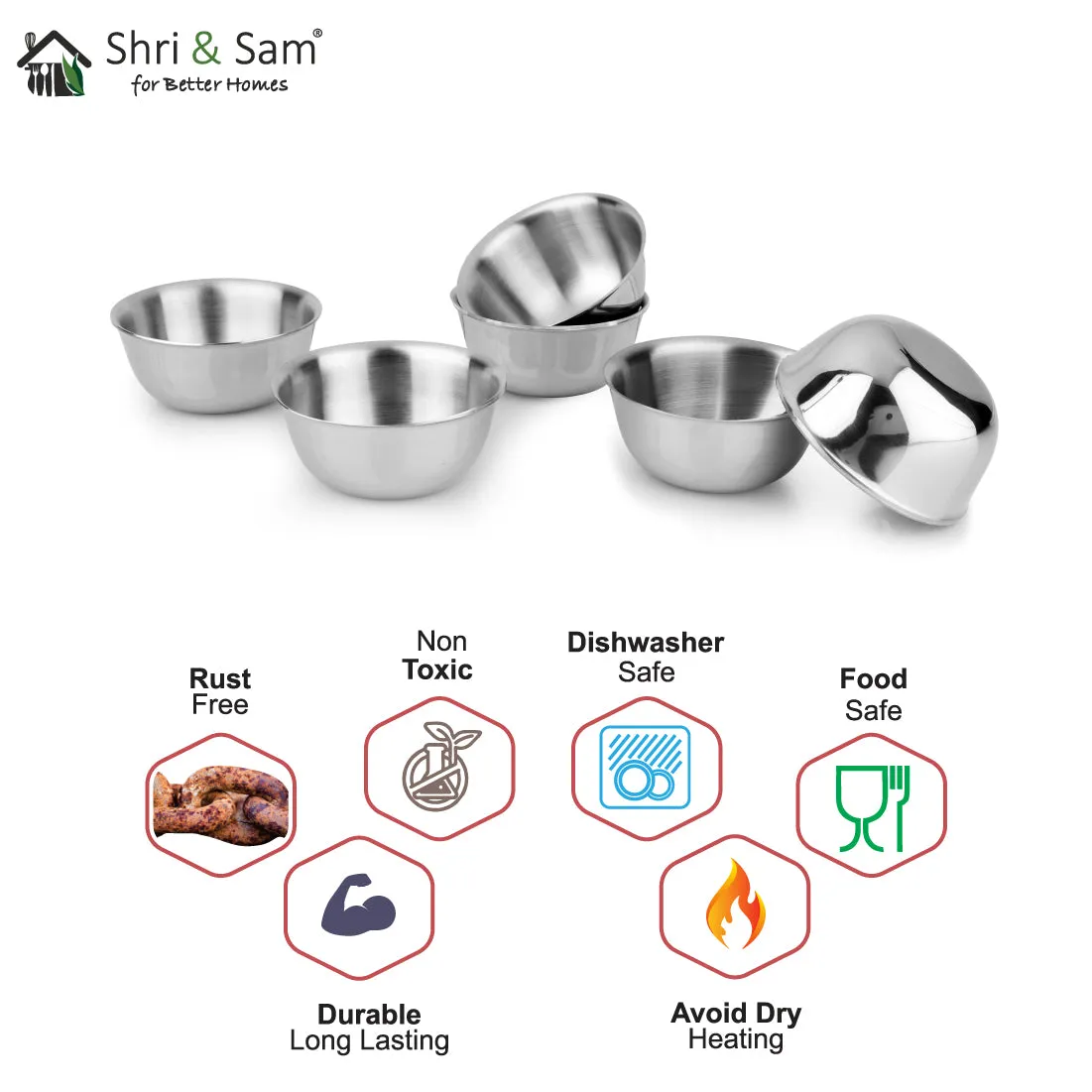 Stainless Steel 6 PCS Small Bowl Signature - Matt