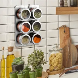 Stainless Steel 7 PCS Spice Jar Set with Tray