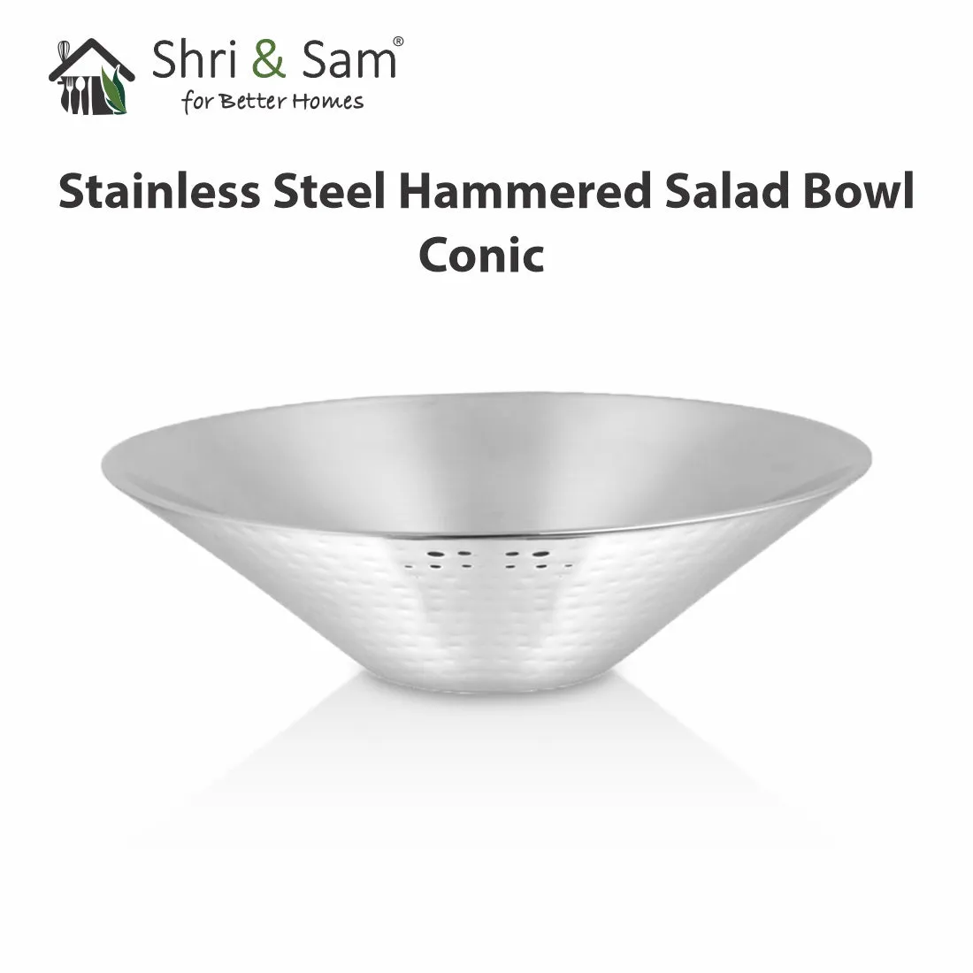Stainless Steel Hammered Salad Bowl Conic