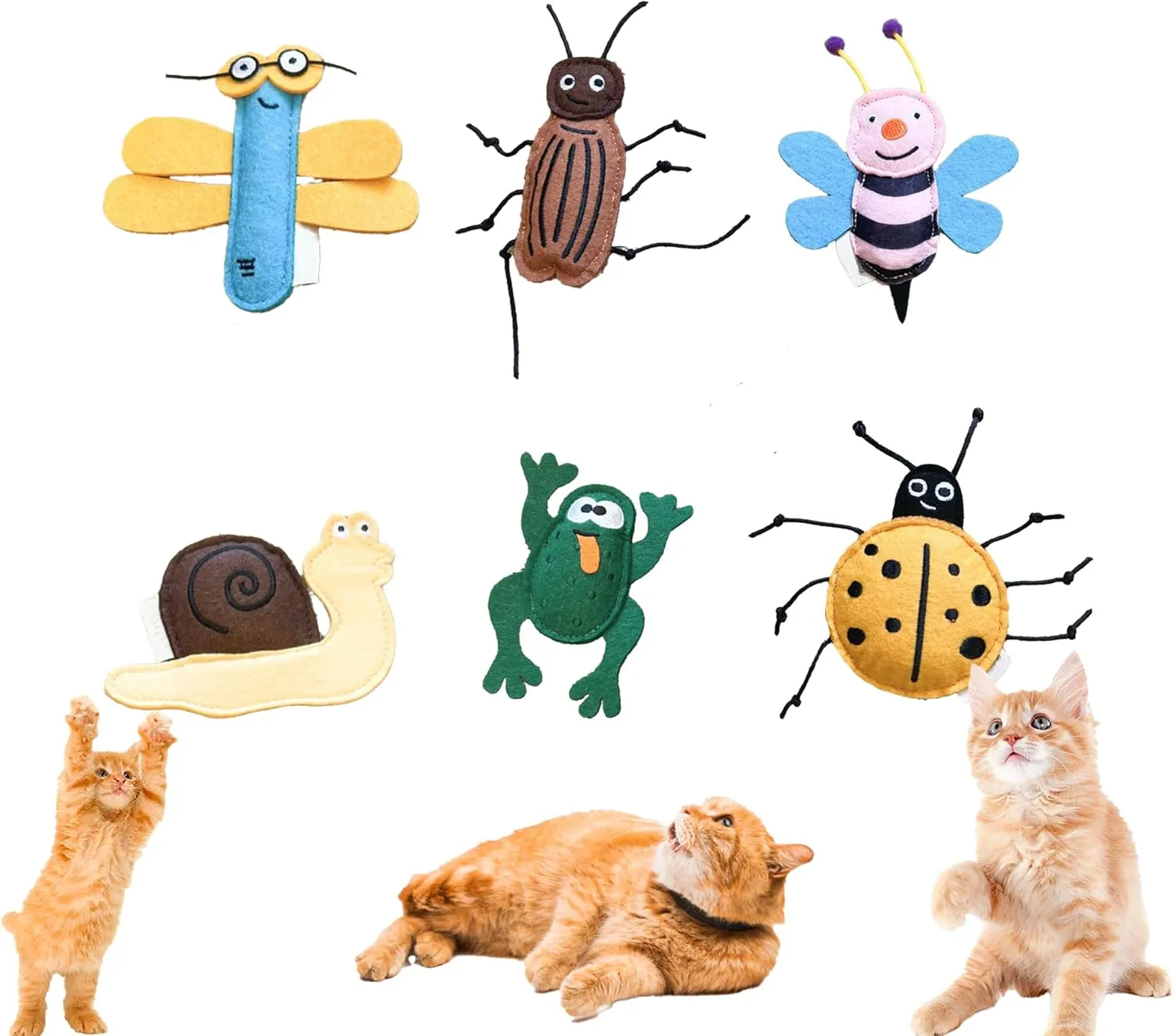Strange Insect Series Catnip Toys for Cats, Felt Catnip Toy, Lovely Cat Nip Toys for Indoor Cats, Improves The Happiness of Cats and Kittens of All Breeds (Set of 6)
