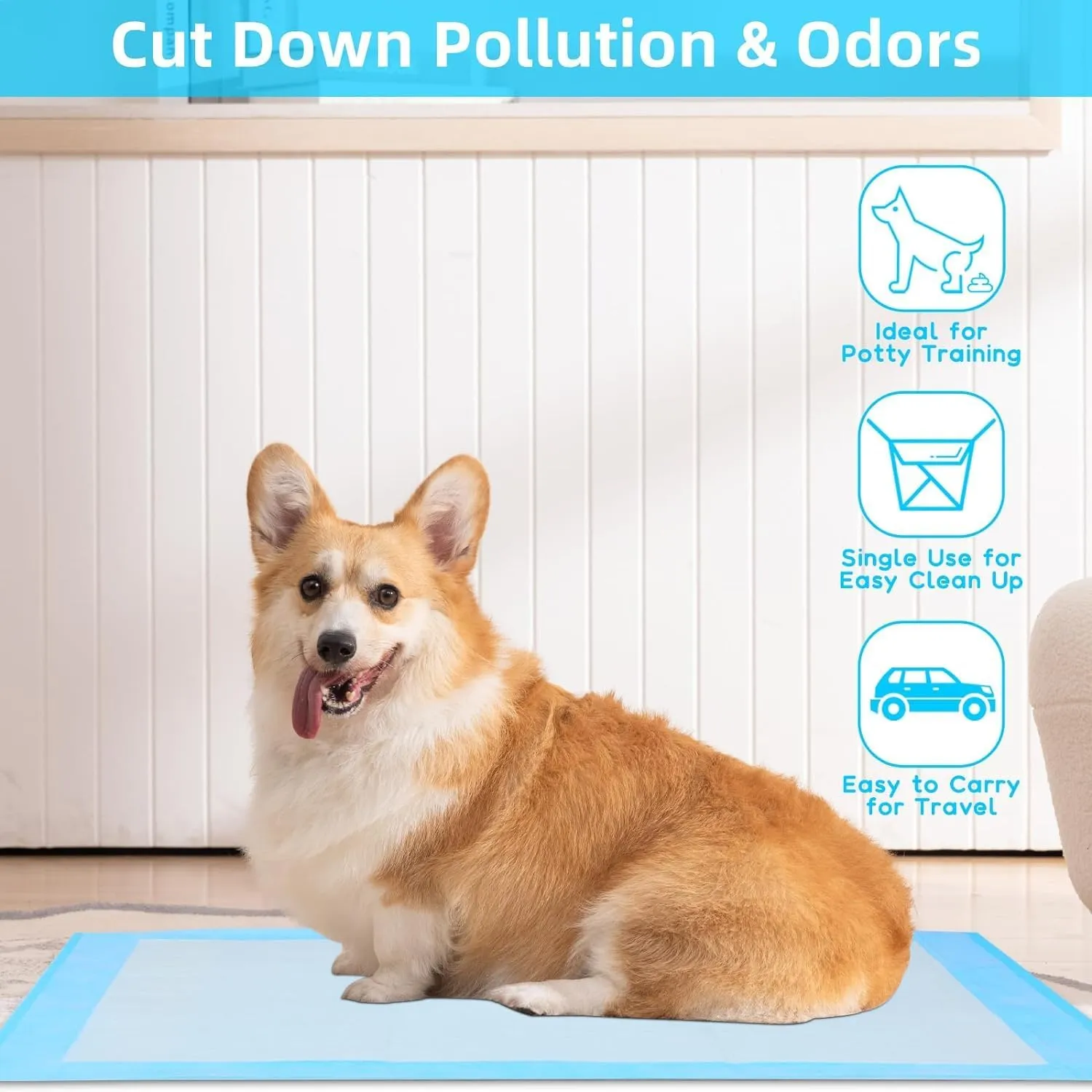 Super Absorbent Waterproof Dog and Puppy Pet Training Pad, Housebreaking Pet Pad, 40-Count Extra Middle-Size, 30X30, Blue