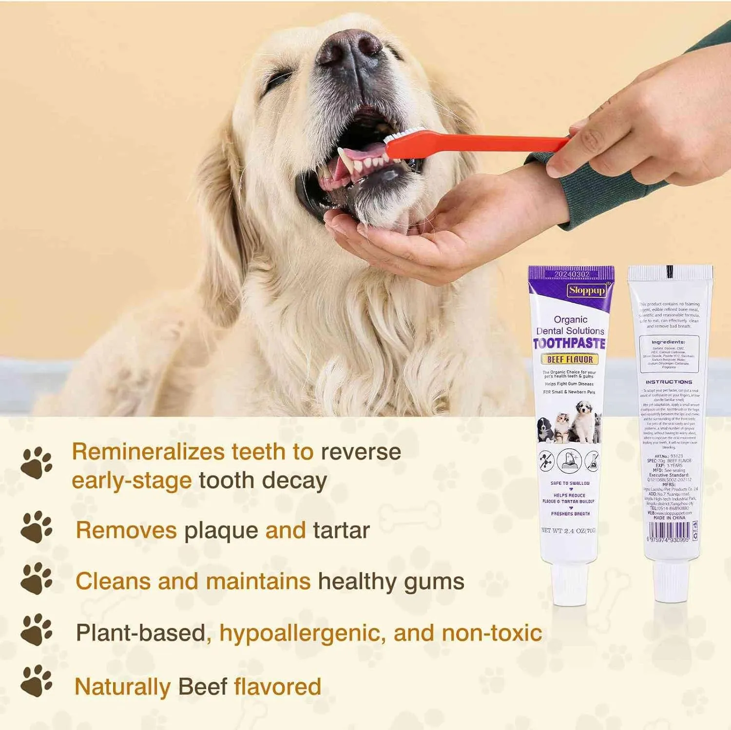 Toothpaste | Teeth Cleaning and Fresh Breath Dental Care for English Springer Spaniel and Other Sporting Dogs | Soothes Inflamed Gums | Safe for Puppies | Vet Formulated 2 Pack (4.8 OZ)