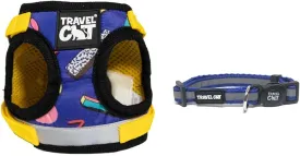 Travel Cat Adjustable 90s Harness and Leash Set   Breakaway Collar for Cats (Blue) - Secure, Escape-Proof Outdoor Walking Kit (Extra Small)